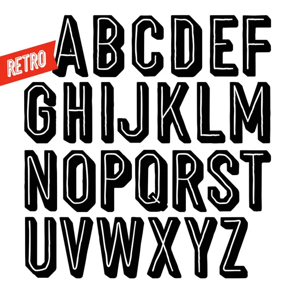 Handgemaakte retro lettertype. — Stockvector