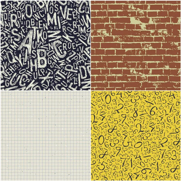 Four educational seamless patterns — Stock Vector