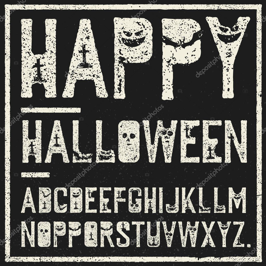 Happy Halloween decorative alphabet