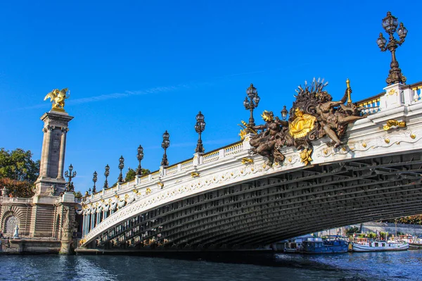 Udsigt Alexandre Iii Broen Seine Paris Frankrig - Stock-foto