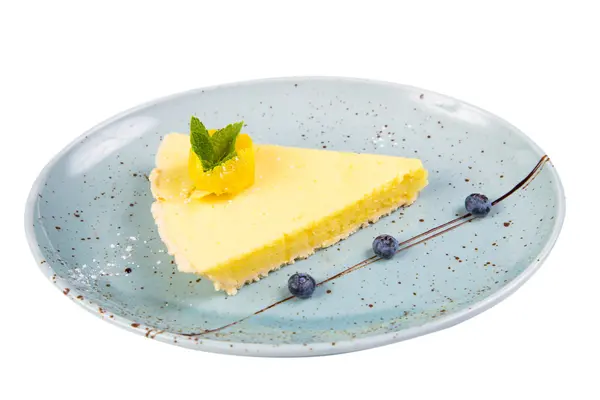 Lemon tart with mint — Stock Photo, Image