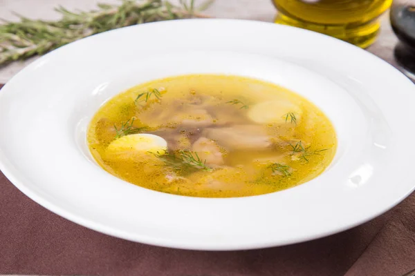 Soup with chicken meat — Stock Photo, Image