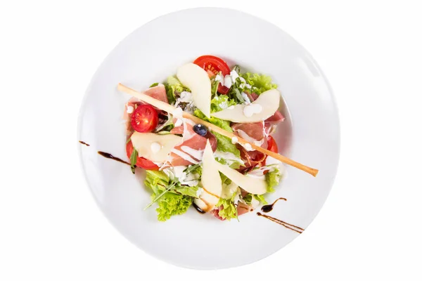 Salad with ham and pear — Stock Photo, Image