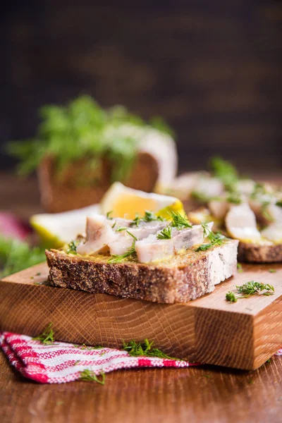 Sandwich with herring — Stock Photo, Image