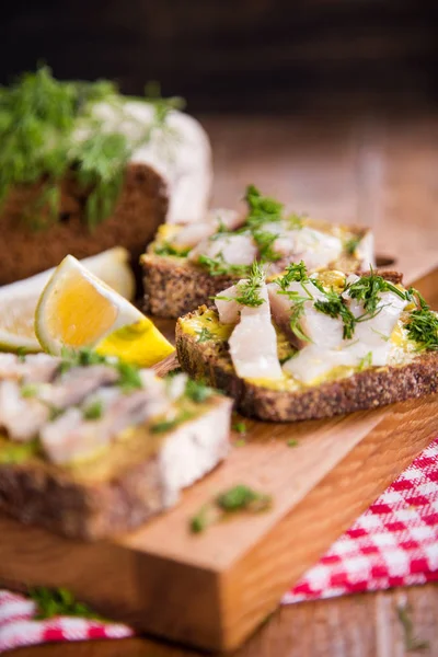 Sandwich with herring — Stock Photo, Image