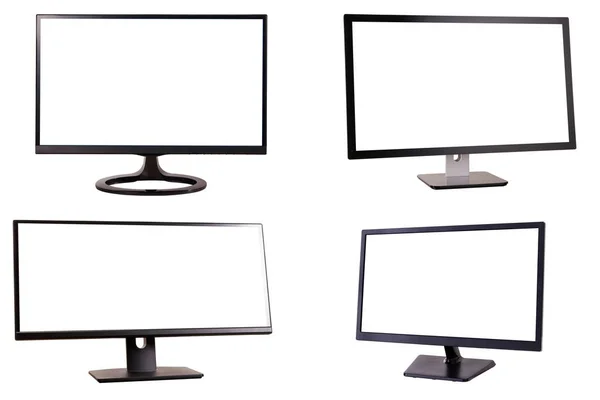 Czterech monitorów na białym — Zdjęcie stockowe