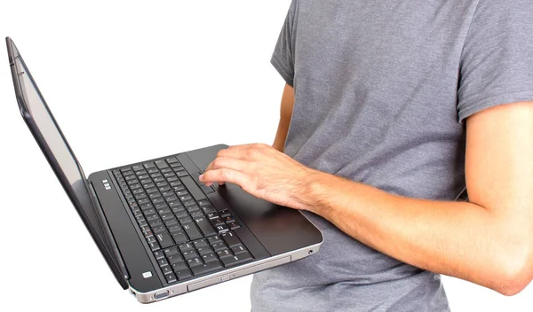 Laptop w dłoni — Zdjęcie stockowe
