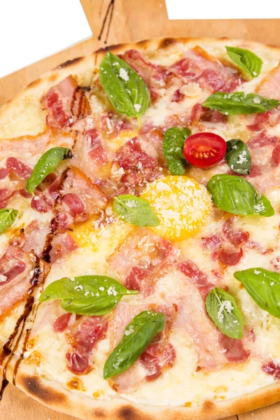 Hot pizza with bacon — Stock Photo, Image