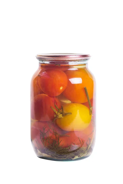 Rote und gelbe Tomaten in Dosen — Stockfoto