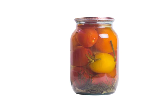 Canned red and yellow tomatoes — Stock Photo, Image