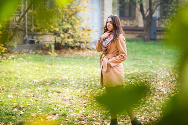 Stilvolle Frau im Herbstpark — Stockfoto