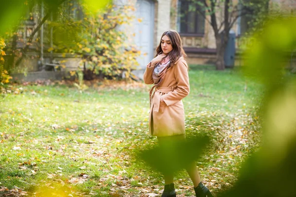 Stilvolle Frau im Herbstpark — Stockfoto