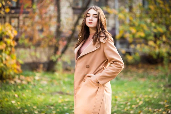 Mujer elegante en el parque de otoño — Foto de Stock