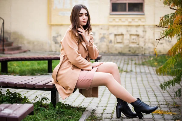 Donna elegante nel parco autunnale — Foto Stock