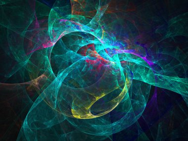 renkli soyut yuvarlak eğrileri ve çizgileri siyah arka plan üzerine