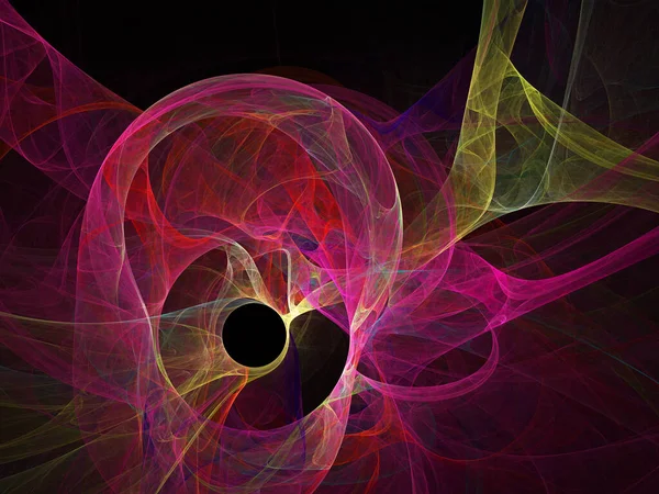 colored abstract  round curves and lines on black background