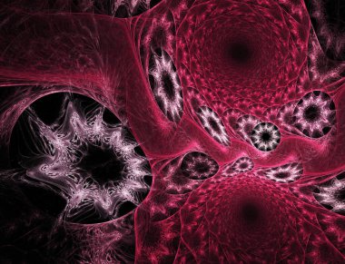 renkli soyut yuvarlak eğrileri ve çizgileri siyah arka plan üzerine