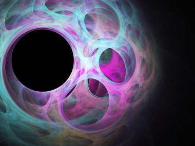 renkli soyut yuvarlak eğrileri ve çizgileri siyah arka plan üzerine