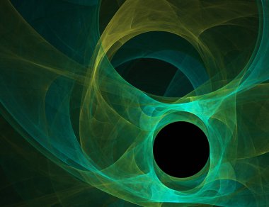 fraktal renkli soyut yuvarlak eğriler ve siyah arkaplan üzerindeki çizgiler