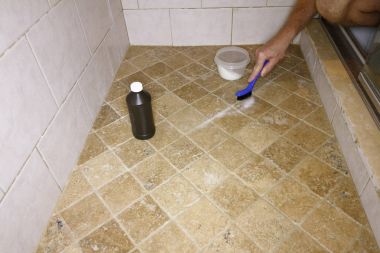 Cleaning Grout with Natural Ingredient clipart