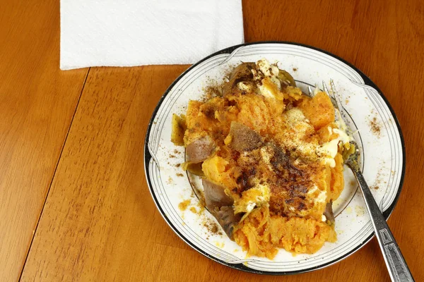 Plate Full of Seasoned Sweet Potato — Stock Photo, Image