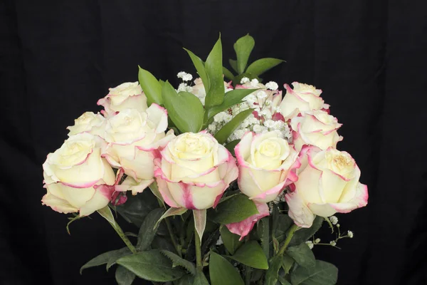 Creamy White Pink Roses Bouquet — Stock Photo, Image