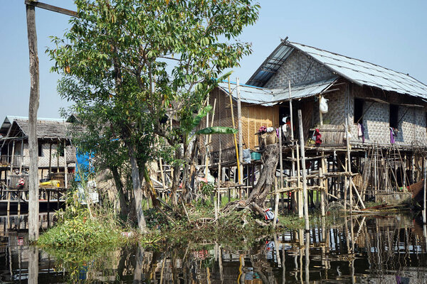 Wooden houses in Myanmar