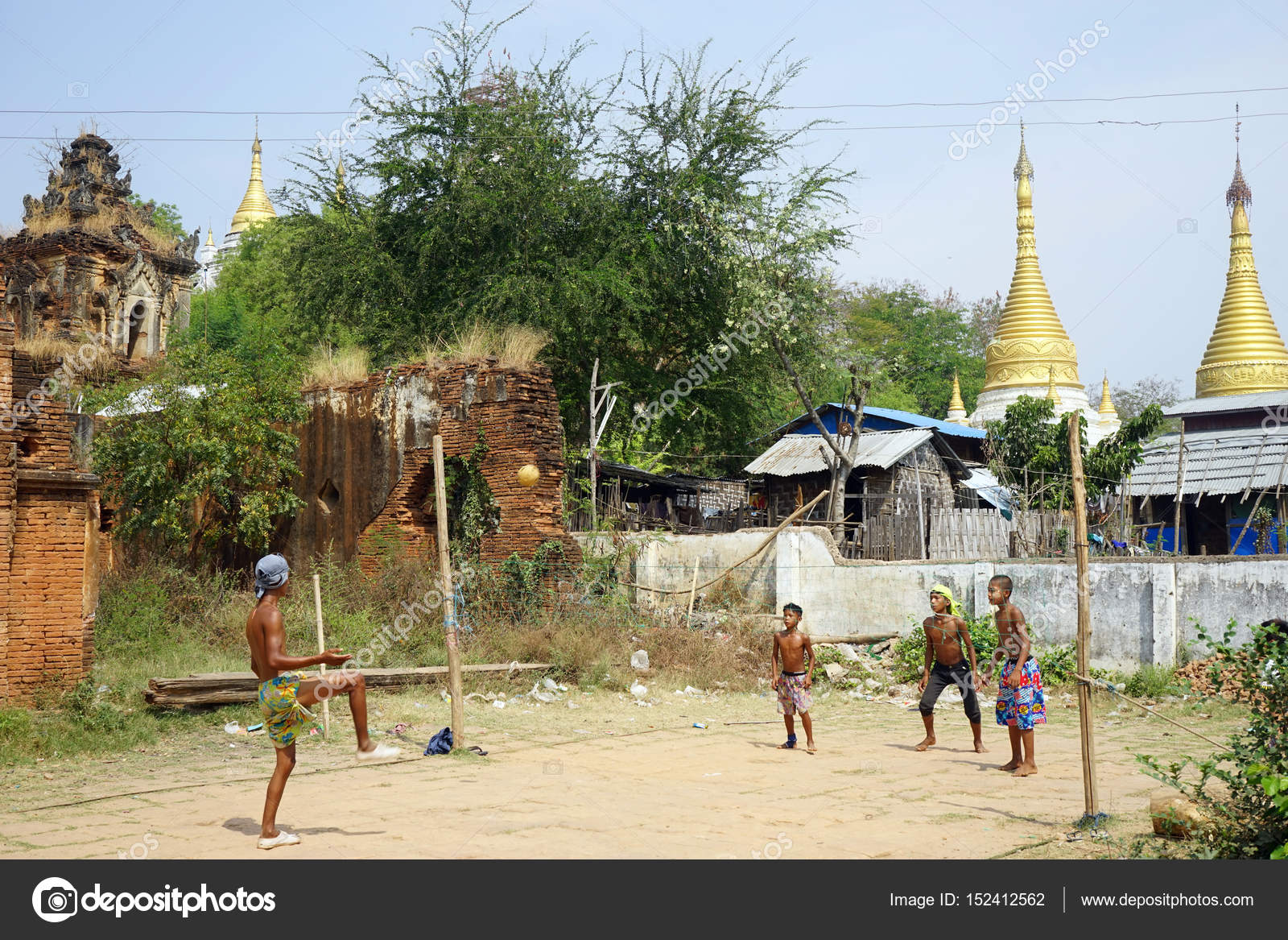 chinlone game download Chinlone game in the monastery – stock editorial photo © shanin.