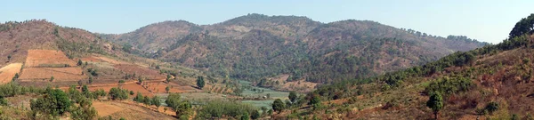 Campos coloridos y montañas — Foto de Stock