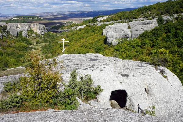 Sebastopol Russie Circa Septembre 2019 Donateur Cave Church Cherkez Kermen — Photo