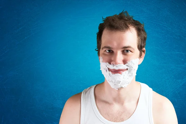 Homem com espuma no rosto — Fotografia de Stock