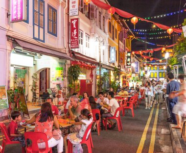 Chinatown restoranlar Singapur.