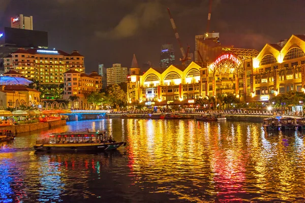 Singapur Nehri, gece — Stok fotoğraf