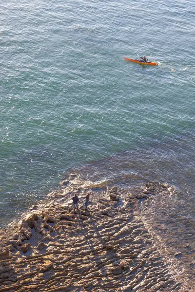 Kayaker Remando Após Achilles Point Auckland Nova Zelândia — Fotografia de Stock