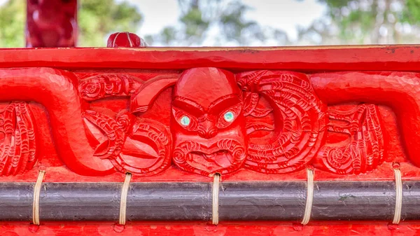 Waitangi New Zealand June 2010 Carving Detail Ceremonial Maori War — Stock Photo, Image