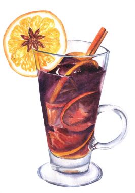 Bir bardak sıcak şarap. 