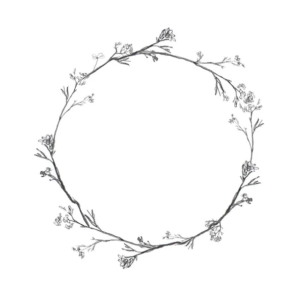 Grinalda desenhada à mão com ramo de eucalipto — Fotografia de Stock