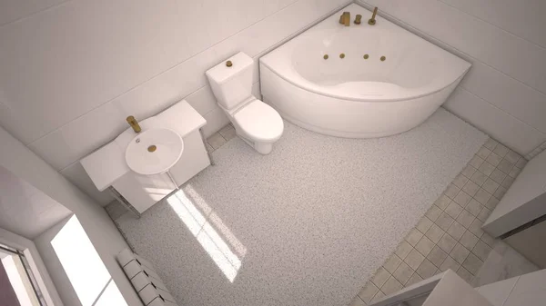 3D illustratie van het interieur van de badkamer — Stockfoto