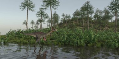 Dinozor renkli 3d kroki, elle çizilmiş sürüngen karakter