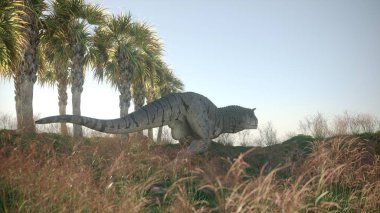 avcılık carnotaurus dinozor 3D render
