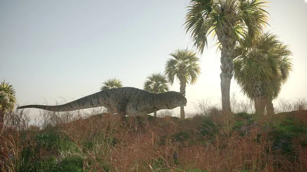 Renderização Dinossauro Carnotaurus Caça — Fotografia de Stock