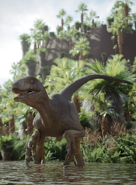 Weergave Van Wandelende Tyrannosaurus Dinosaurus — Stockfoto