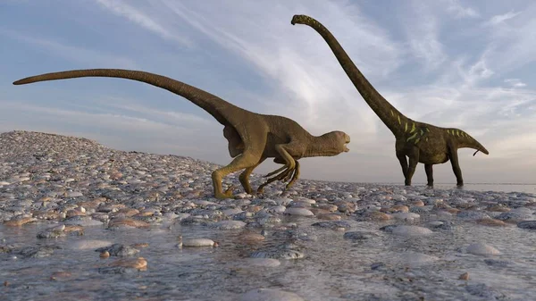 ウォーキング マメンキサウルスの3Dレンダリング ストック写真