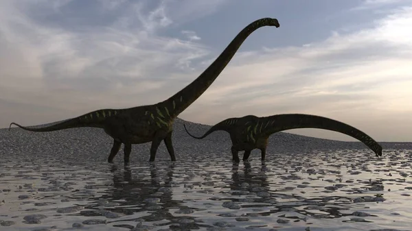 Rendering Van Wandelende Mamenchisaurus Rechtenvrije Stockfoto's