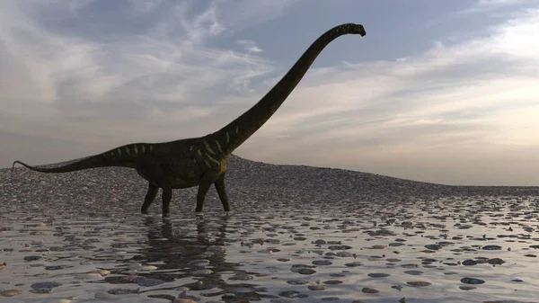 Representación Del Mamenchisaurus Caminante Imagen de archivo