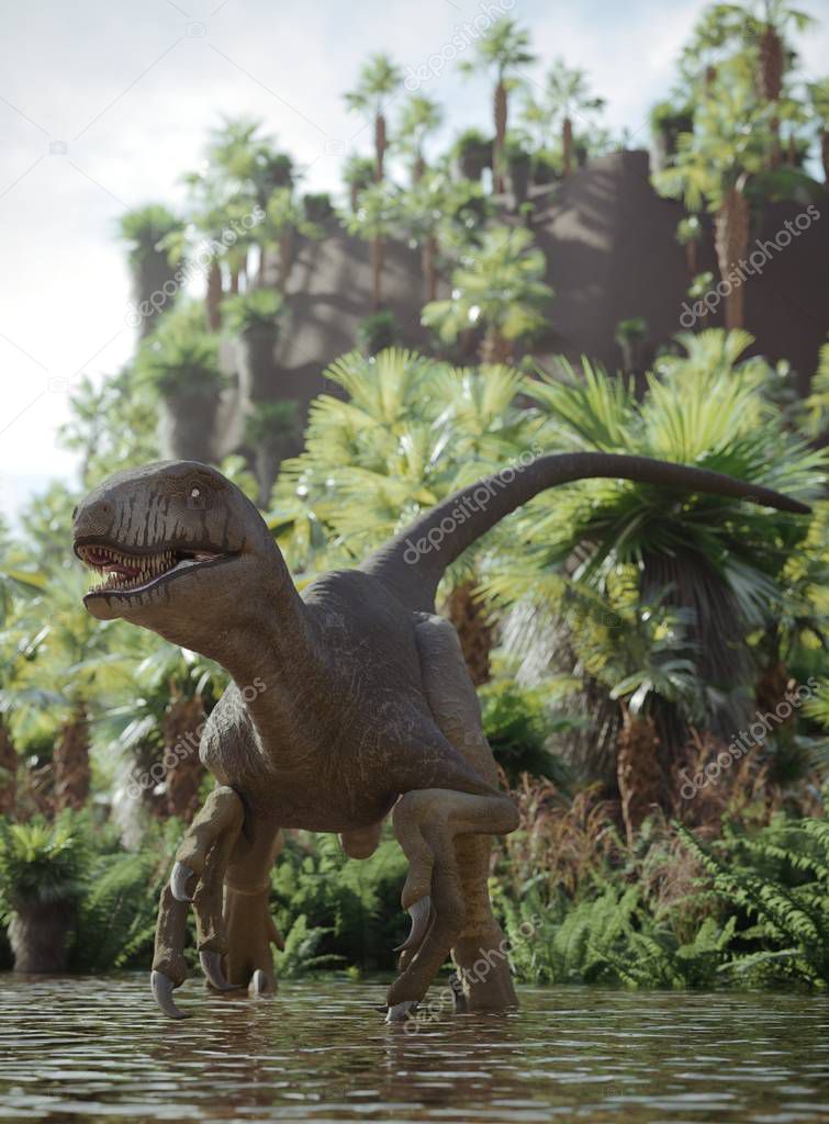3d rendering of walking tyrannosaurus dinosaur