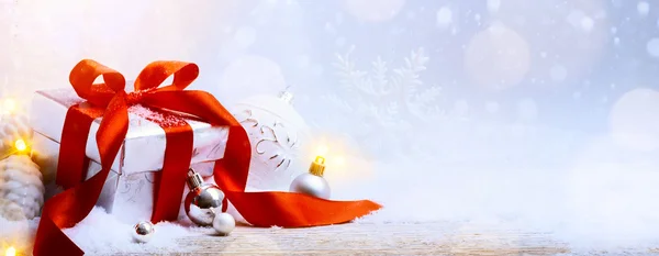 Sanat Noel hediye kutusu ve hafif backgro Noel dekorasyon