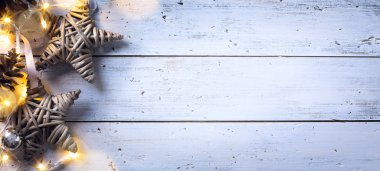 Sanat Noel ile yılbaşı arka plan üzerinde blu süsleme tatil