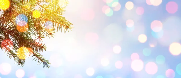 Árbol de Navidad; Fondo de vacaciones con luz de días festivos de Navidad — Foto de Stock