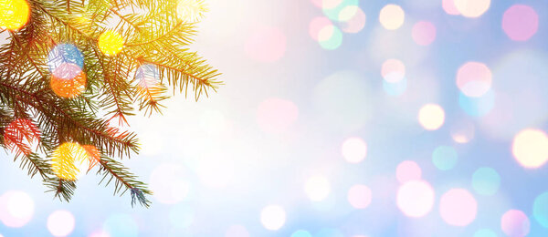 Christmas tree; Holidays background with Xmas holidays light